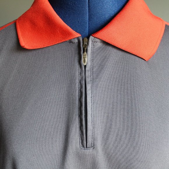 Blue/Red Short Sleeve Zip Polo Shirt ~L~ - Picture 3 of 10